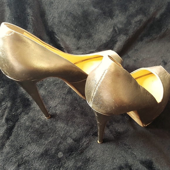 Giuseppe Zanotti platform high heel Stilleto Italian shoes peep toe light gold - Picture 11 of 16